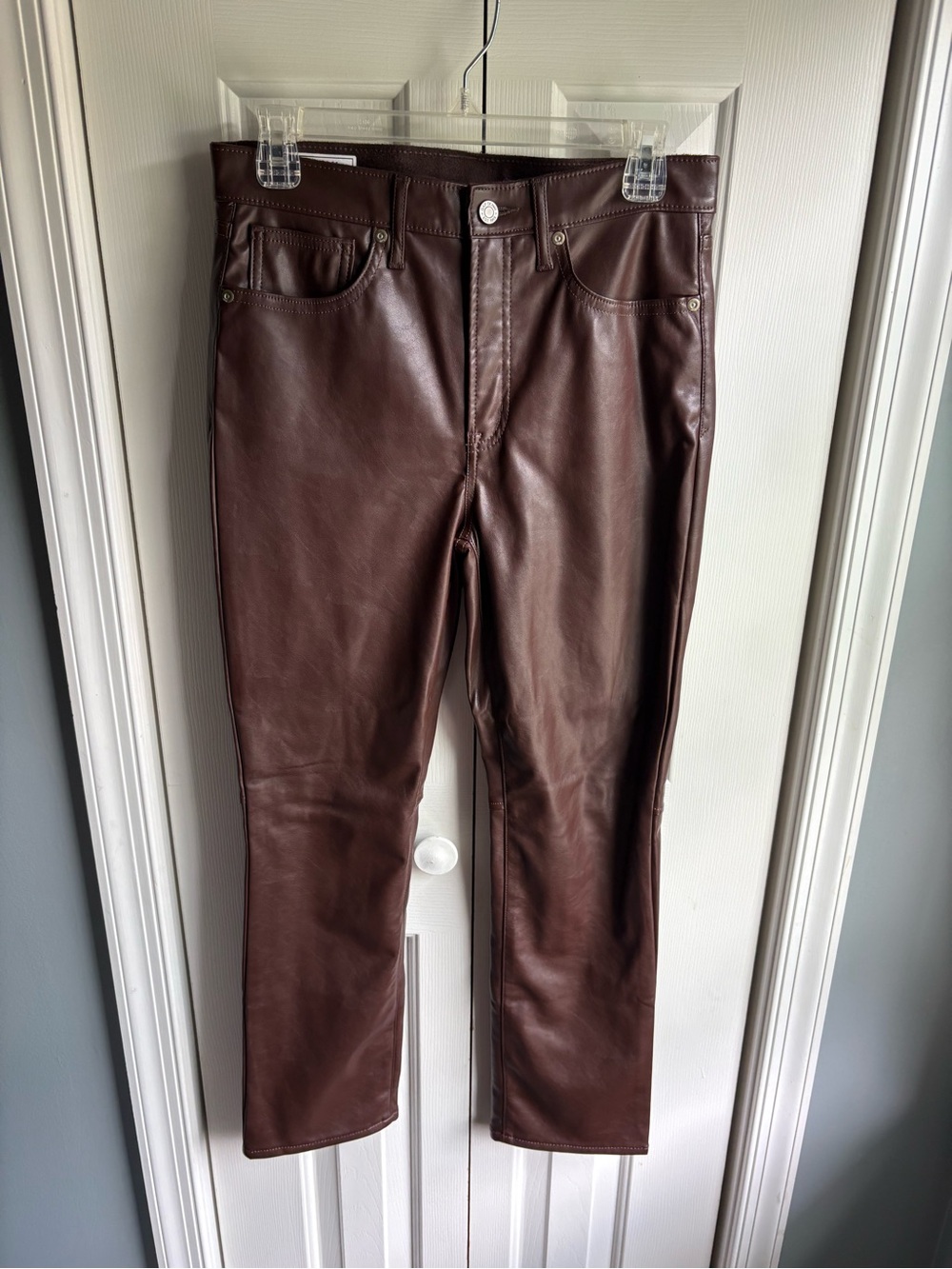 GAP Womens Brown Vintage Slim High Rise Faux Leather Pants Size 28 6R